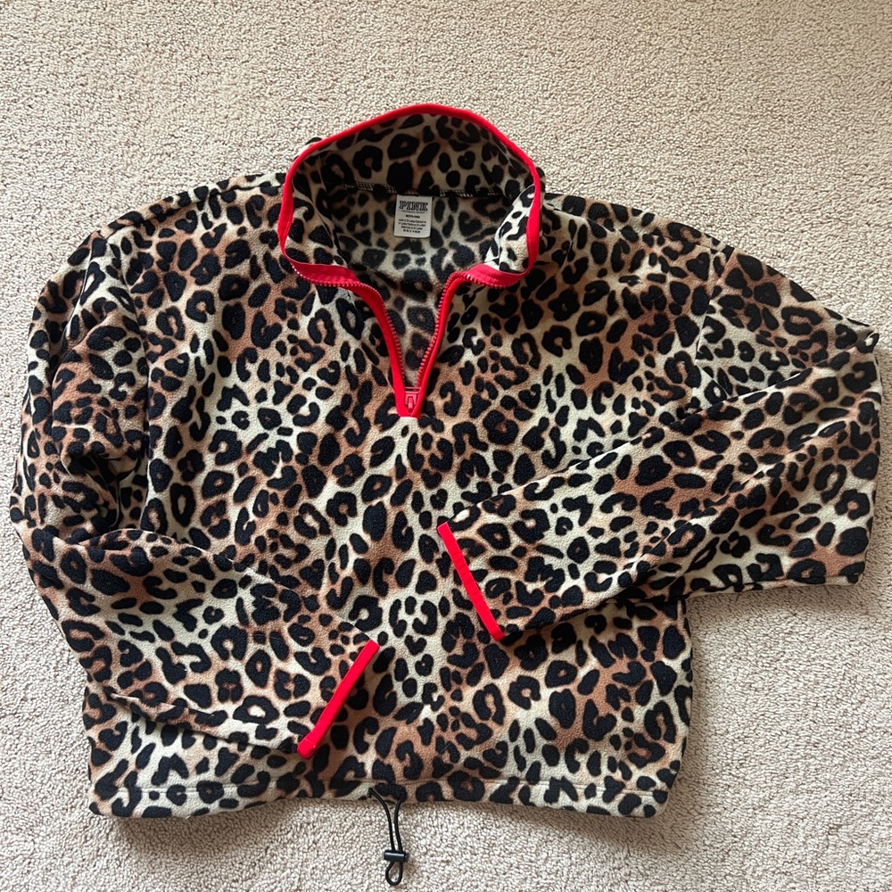 Victoria's Secret Leopard Print Pullover with Red Accents